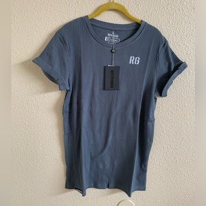 Men’s RAW GEAR Black Ribbed Short Sleeve T-Shirt with Cuffs Small